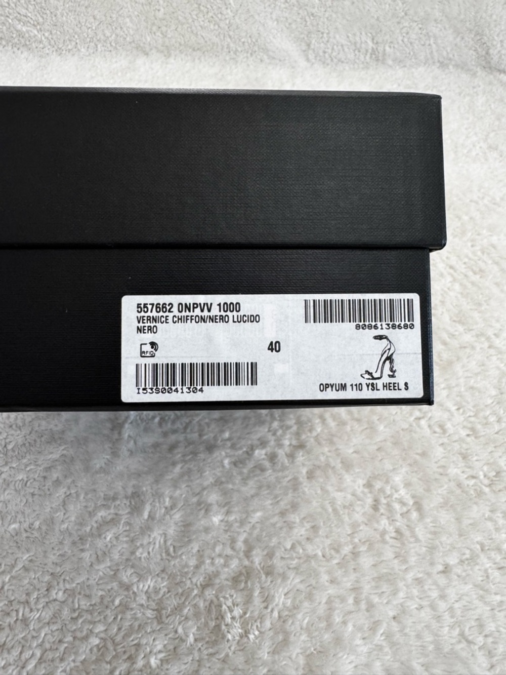 Yves Saint Laurent Black Patent Logo Stiletto Sandals - Picture 5 of 5